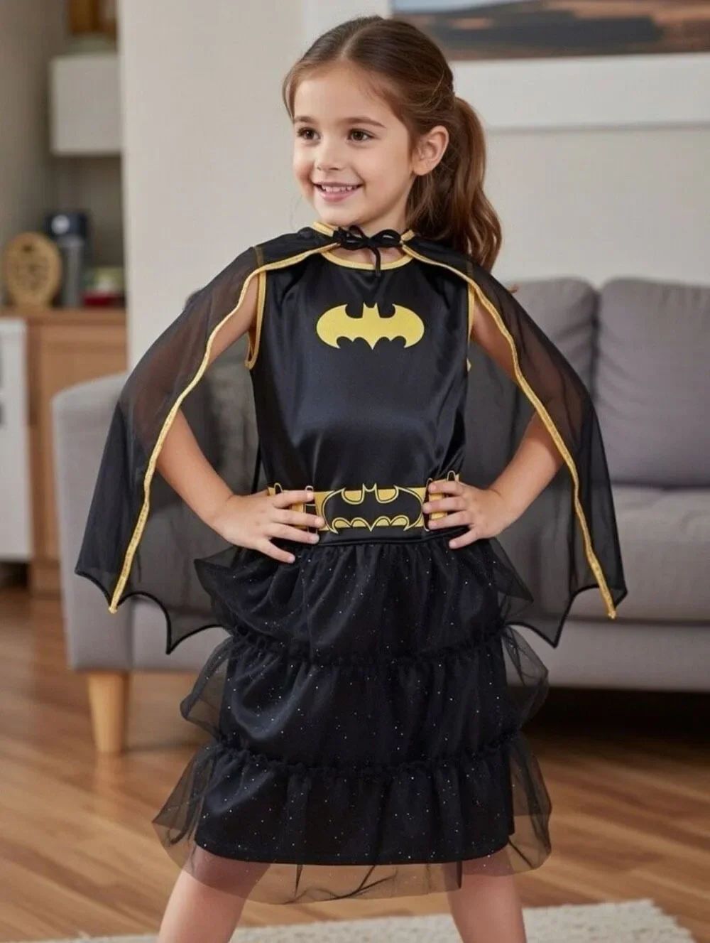 BATGIRL BATMAN TUTU DRESS SUPERHERO Halloween 2 pc girl's COSTUME LARGE